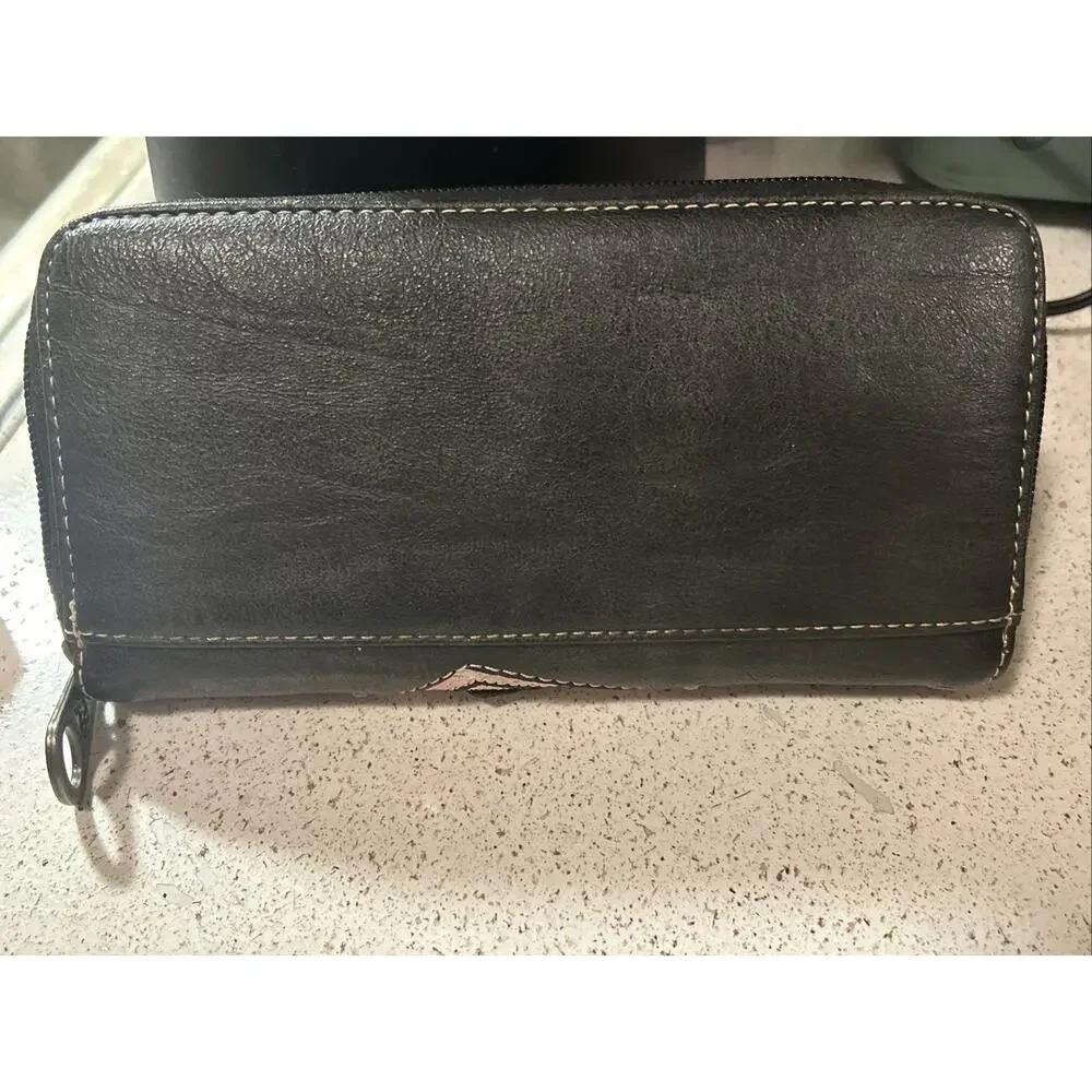 American Bling Western Style Wallet Brown Faux Leather Credit Cards